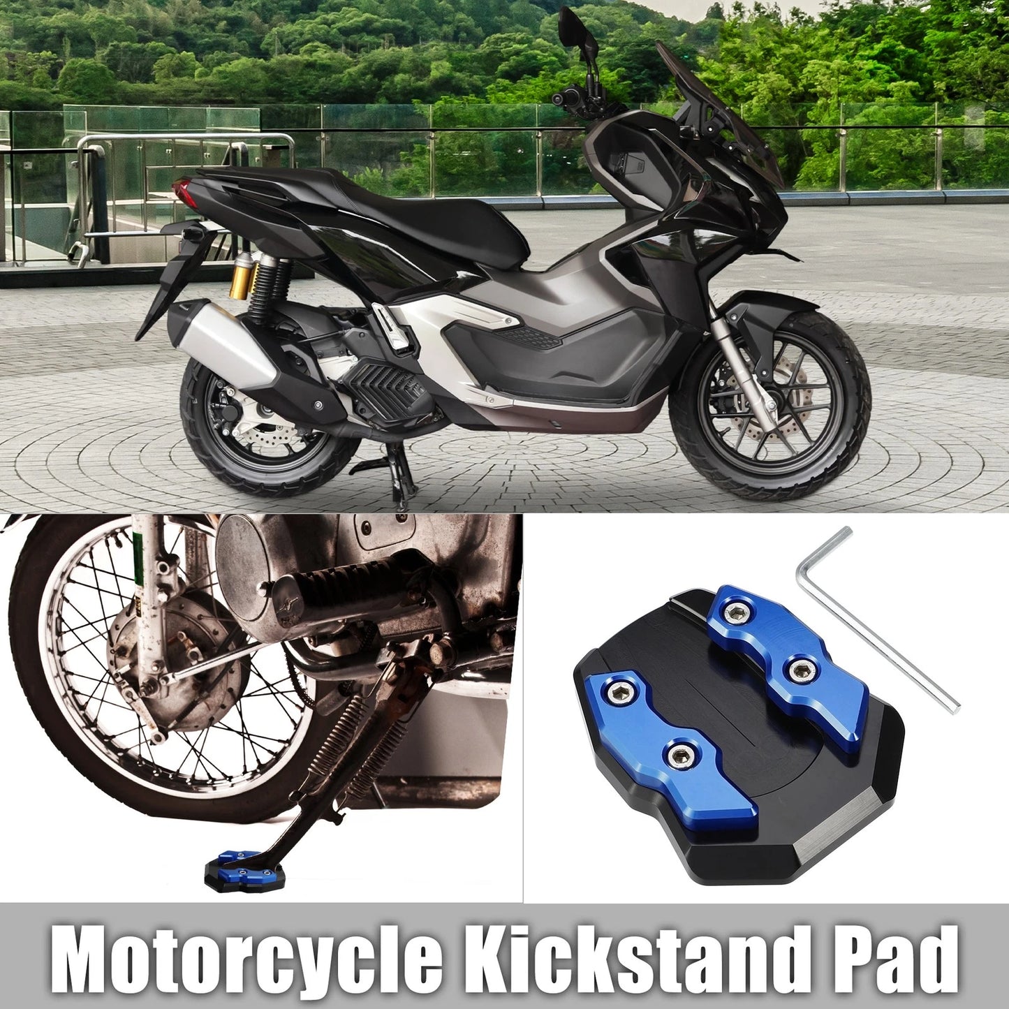 Kickstand Pad for Honda ADV-160 Black Blue Wrench (2022–2022)