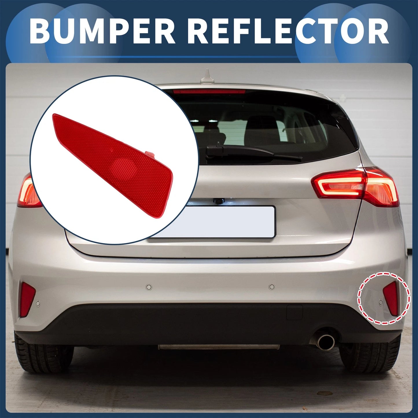 Bumper Reflector for Ford Focus Sedan (2019-2020) Red 1pc Rear Left