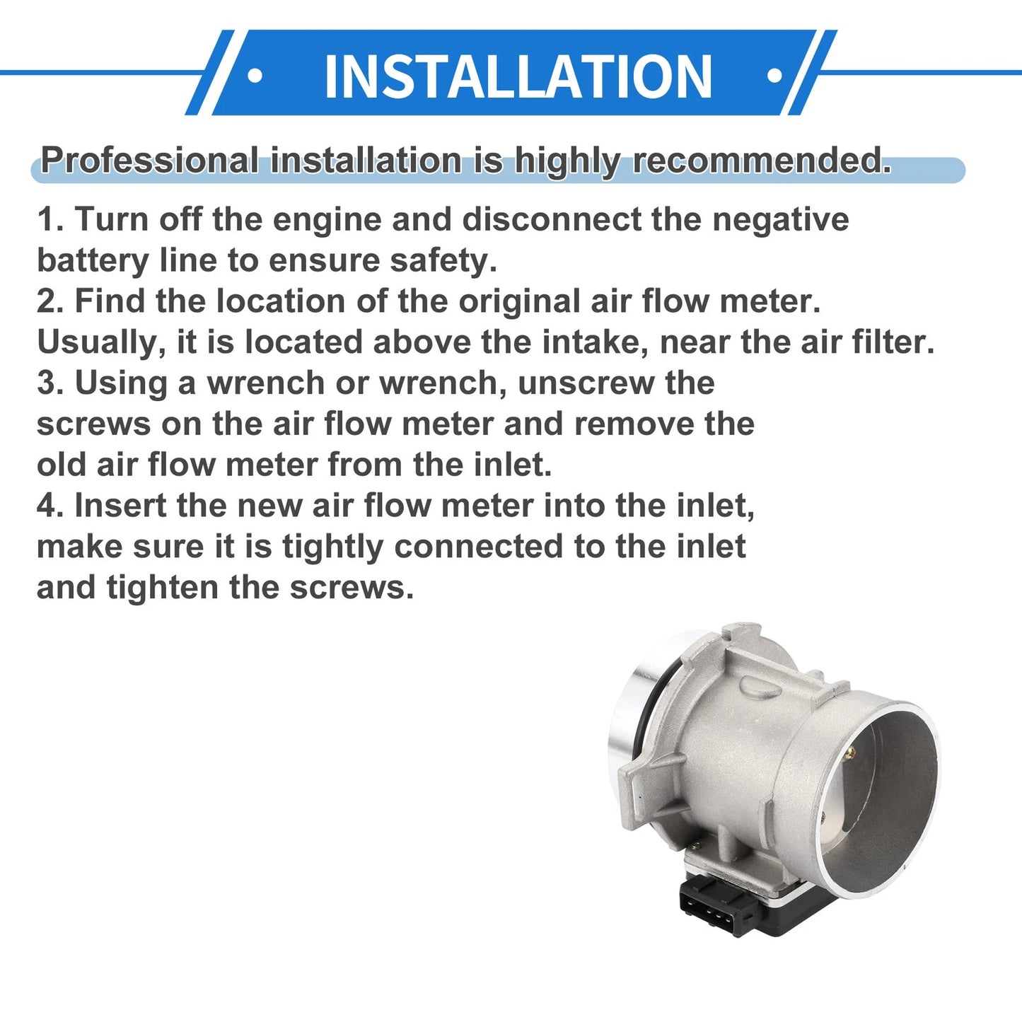 Mass Air Flow Sensor Assembly for Ford Contour L4 2.0L (1995-1999)