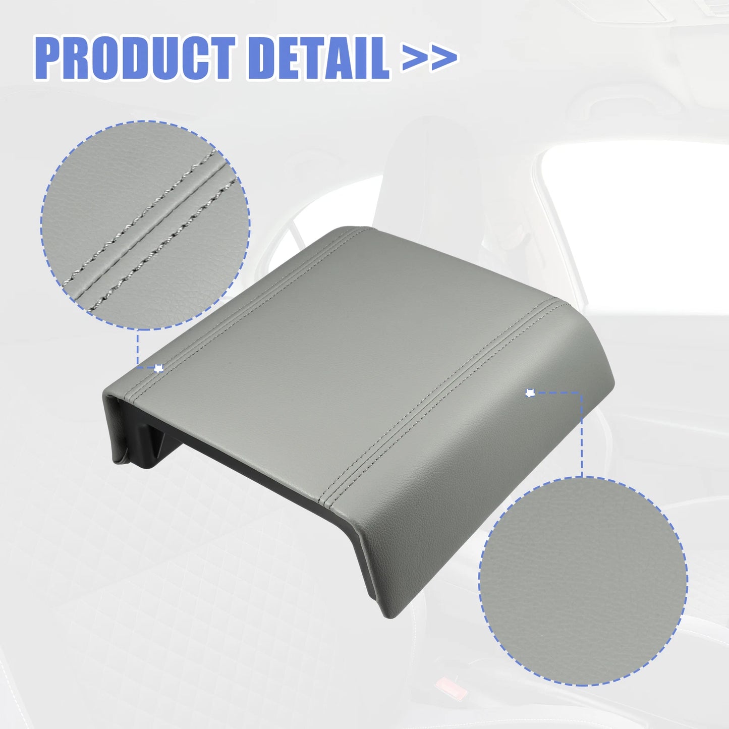 Center Console Lid Armrest Cover for Ford F-150 (2015-2023) - Faux Leather Gray