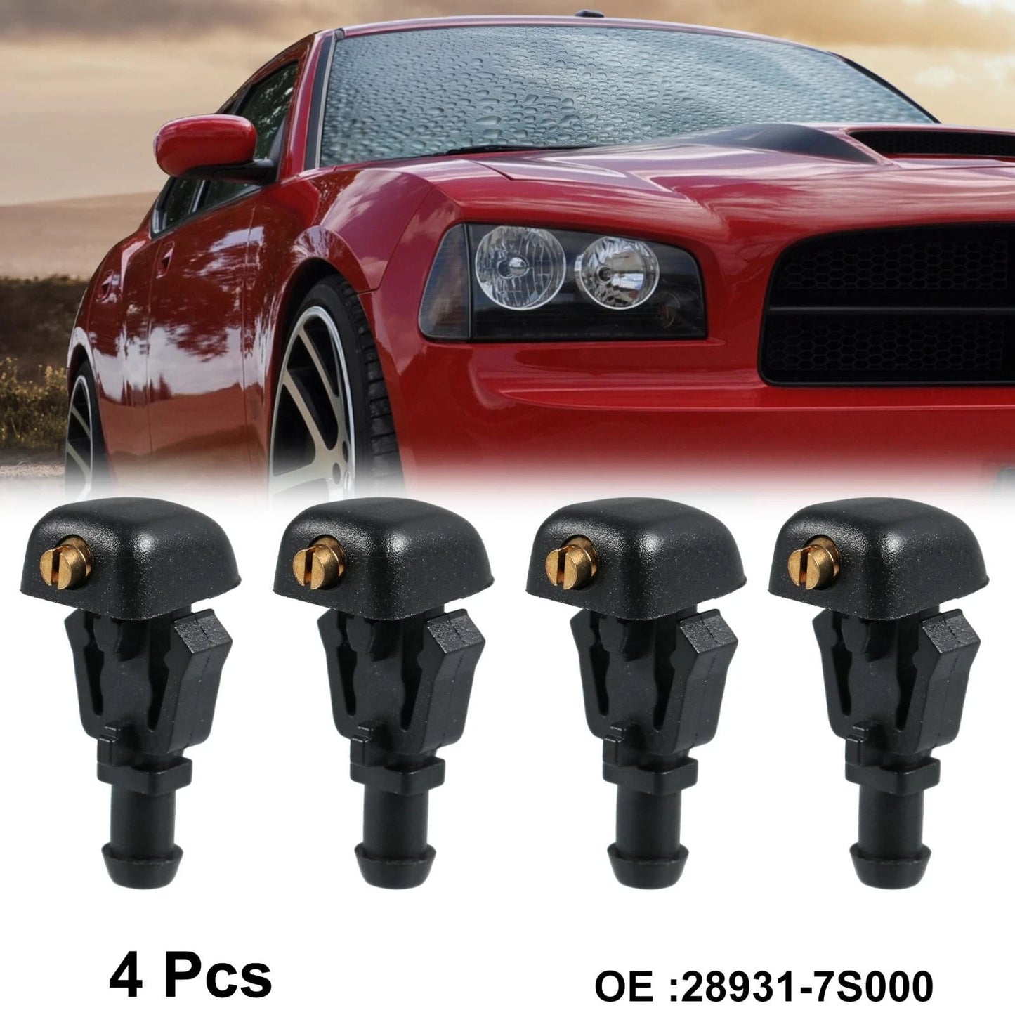 4 x Front Windshield Wiper Nozzles for Nissan Titan Armada (2004-2015)