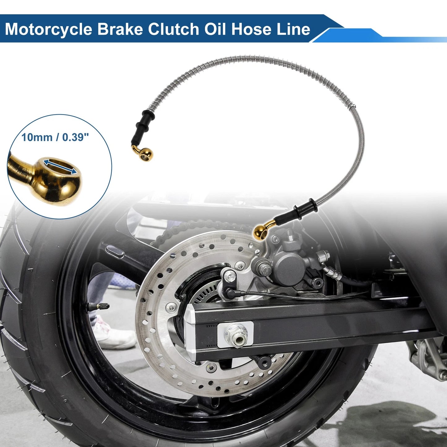 60cm Brake Clutch Oil Hose Line Silver Tone 1 Pc for Motorcycle
