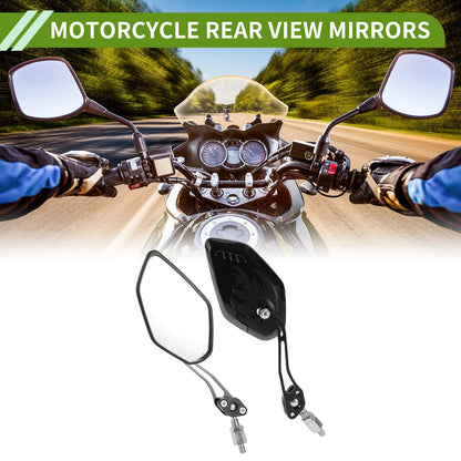 M8/M10 Rear View Mirror Polygonal Shape Black Aluminum Alloy for Motorcycle