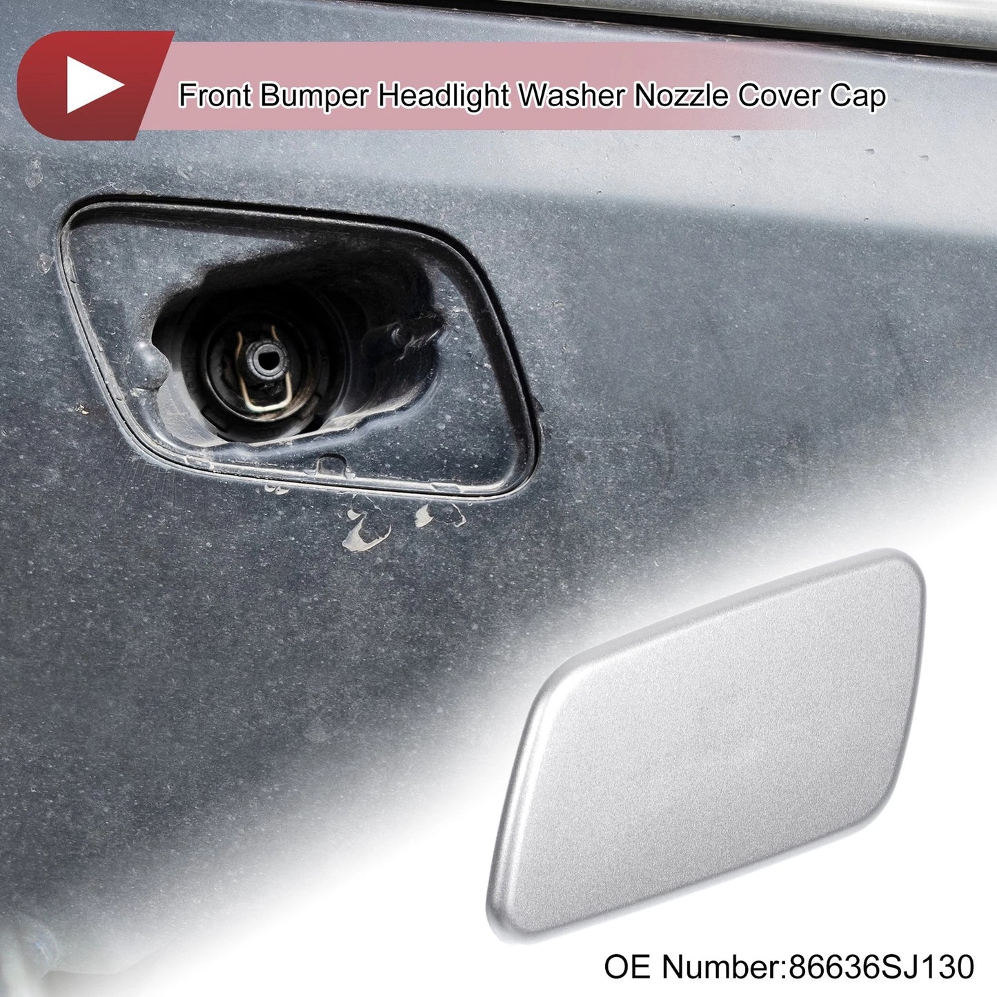 Front Left Washer Nozzle Cover for Subaru Forester (2018-2021) Silver Tone