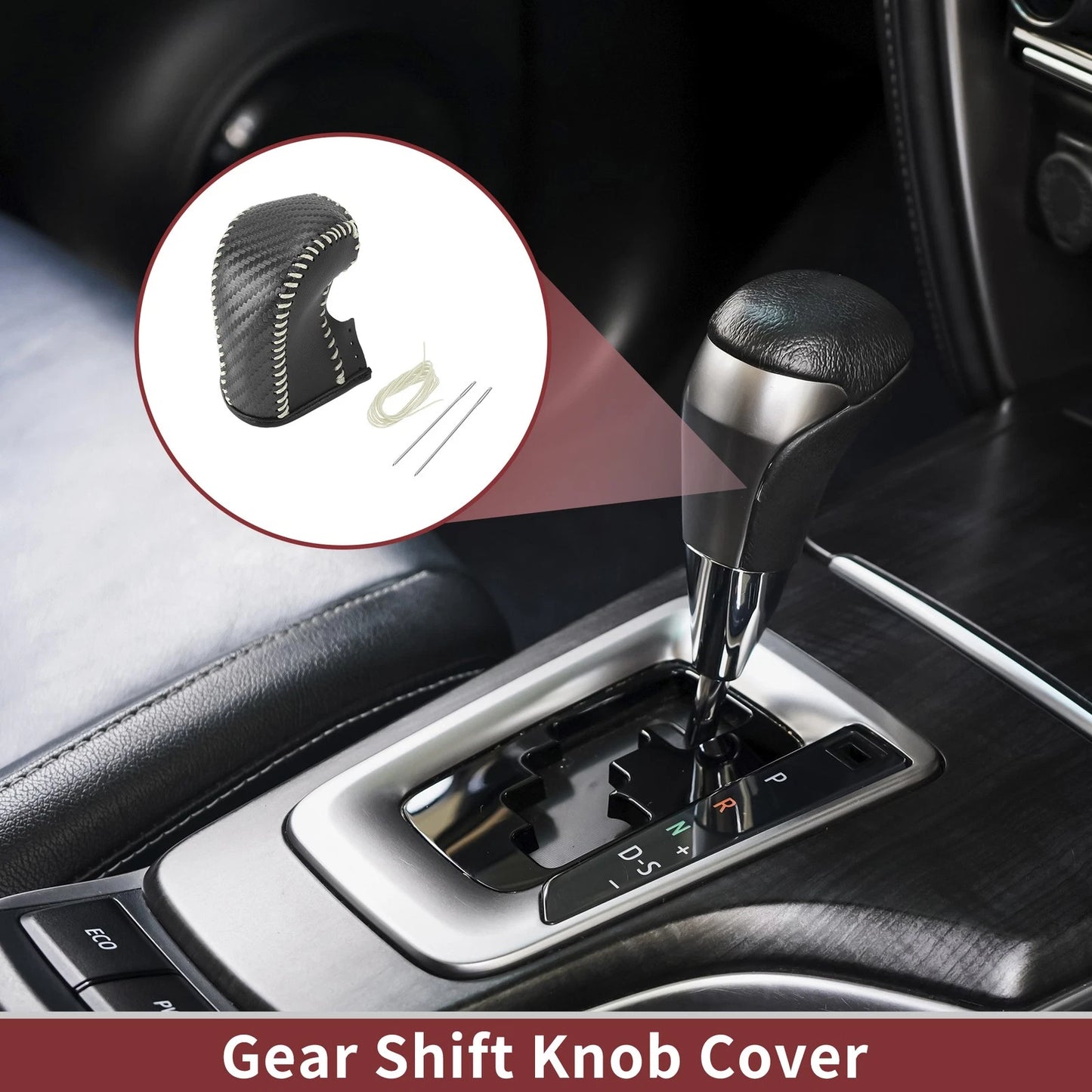 1 Set Gear Shift Knob Cover for Acura TL (2009-2014) Carbon Fiber Beige