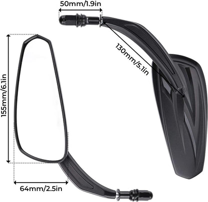 Black Rearview Mirrors for Harley Touring, Glide, Softail, Dyna