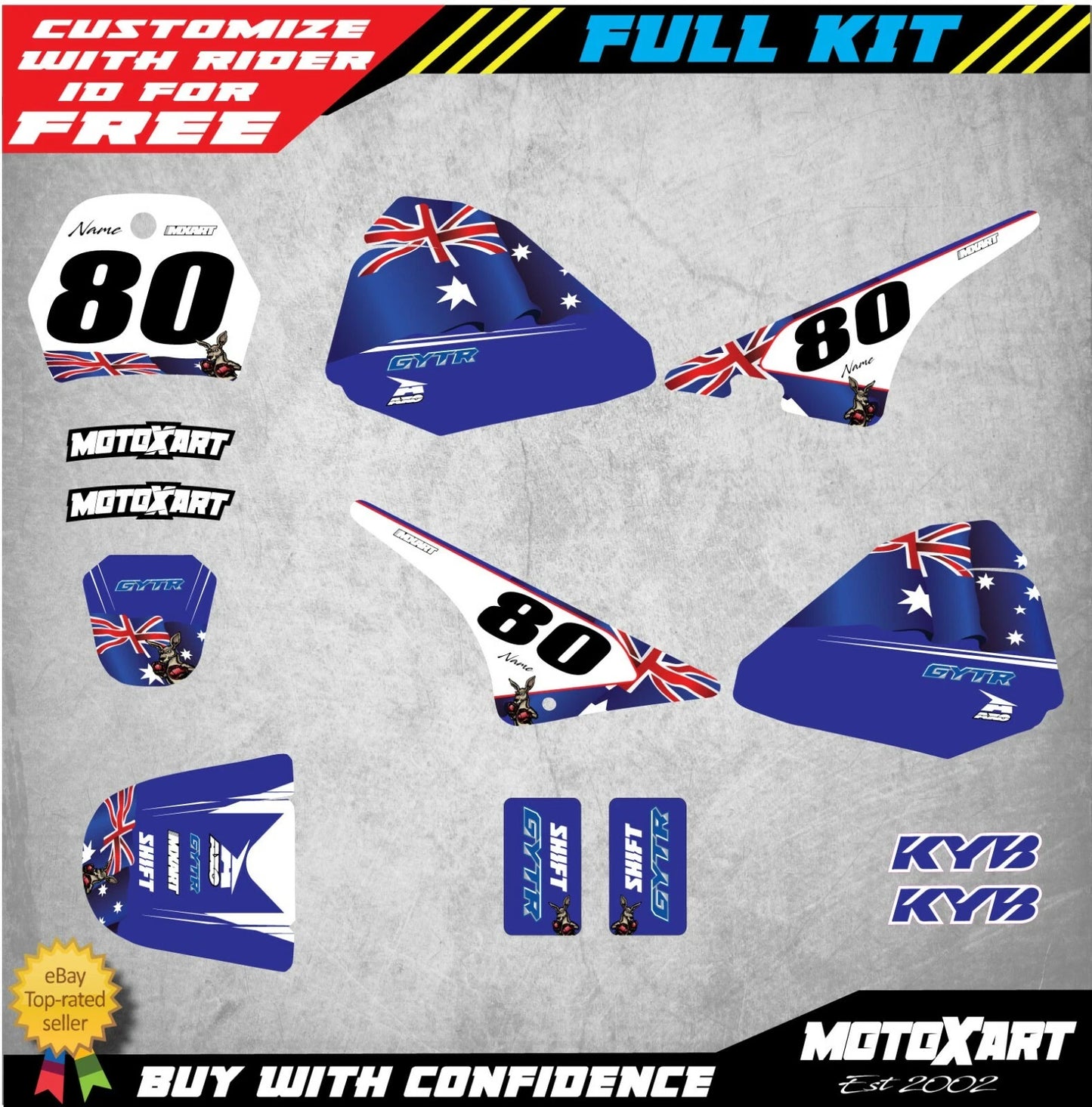 AUSSIE STYLE Custom Sticker Kit Decals for Yamaha PW Pee Wee 80