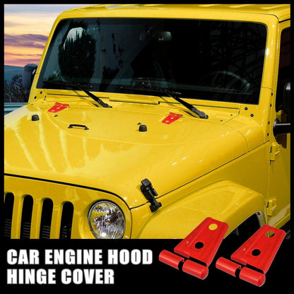 2 x Engine Hood Hinge Cover Trim for Jeep Wrangler 2007-2018 Red