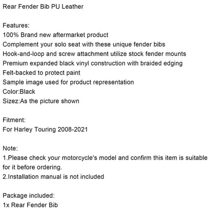 Rear Fender Bib for Touring Road Glide FLHX (2008-2020)
