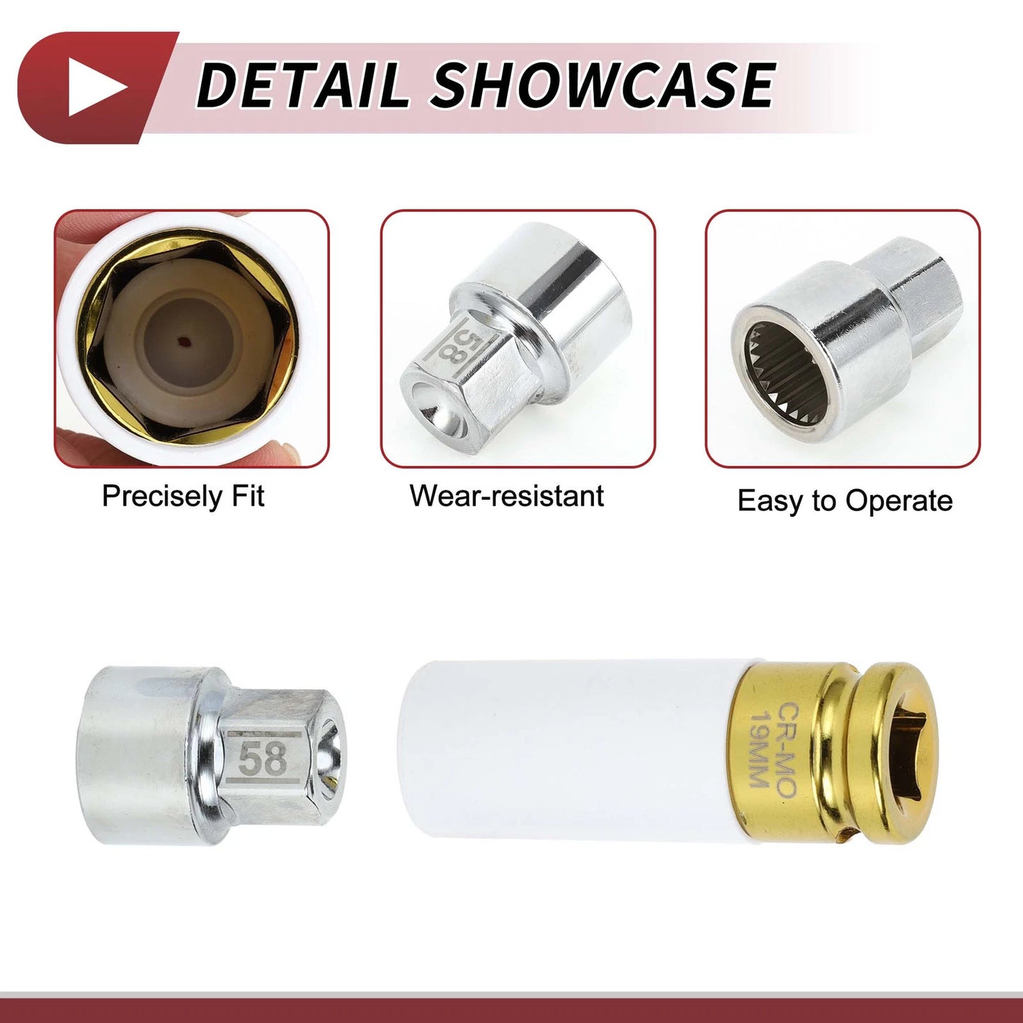 1 x Wheel Lock Nut 22-tooth Anti-theft Key Socket for Porsche Cayenne