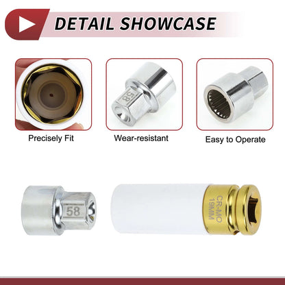 1 x Wheel Lock Nut 22-tooth Anti-theft Key Socket for Porsche Cayenne