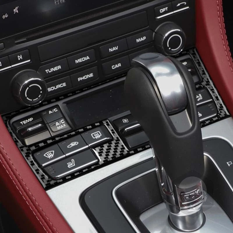 Carbon Fiber Air Condition Button Panel Cover Trim Fit For Porsche 718 2016-2023