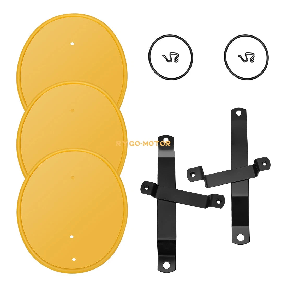 3 Yellow Number Plates with Brackets Left Right for Honda Z50 Z50R (1979–1987)