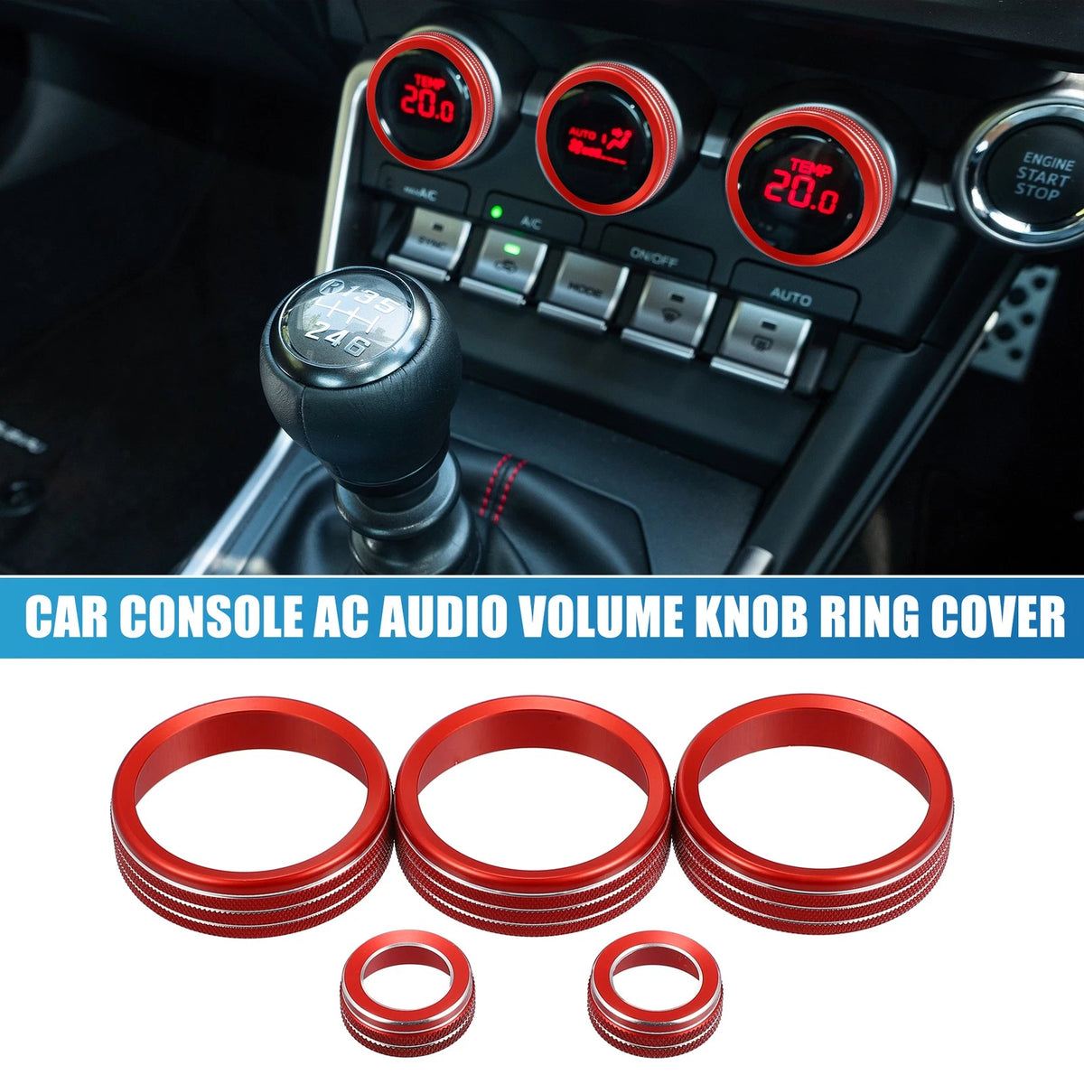 AC Audio Volume Knob Cover Set for Subaru BRZ GR86 2022 Red