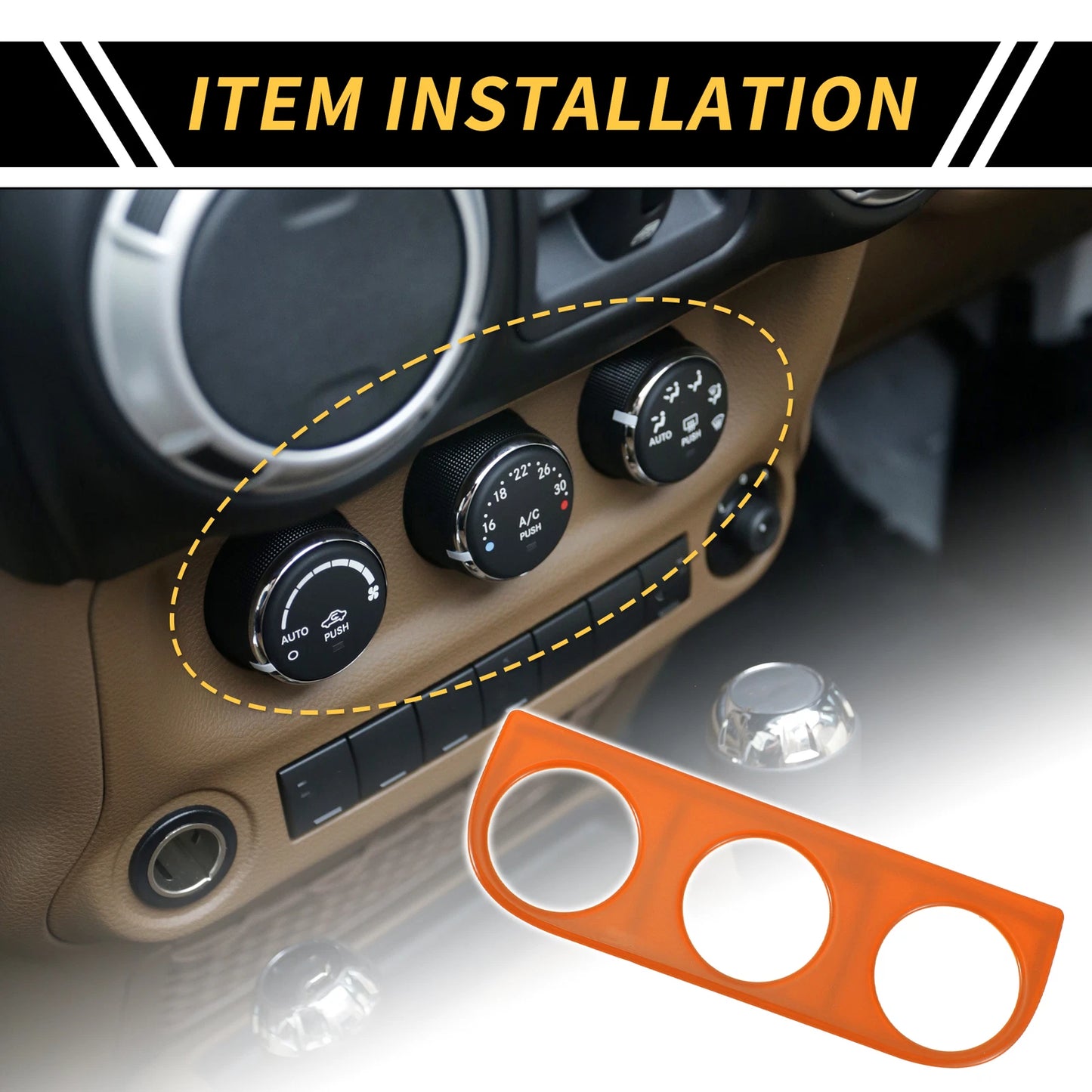 AC Switch Button Control Cover Trim for Jeep Wrangler JK (2011-2017) Orange