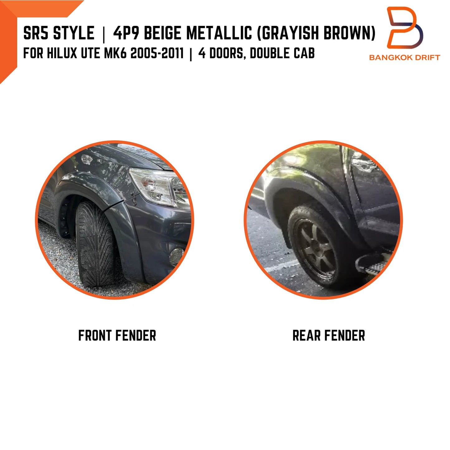 Dark Grey Fender Flare Arch for Toyota Hilux Ute Vigo Champ (2011-2014)