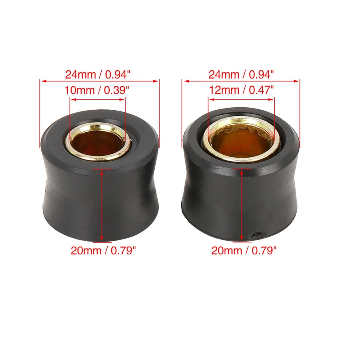 2 x 10mm 12mm Rear Shock Absorber Cushion Ring for Universal Motorbike