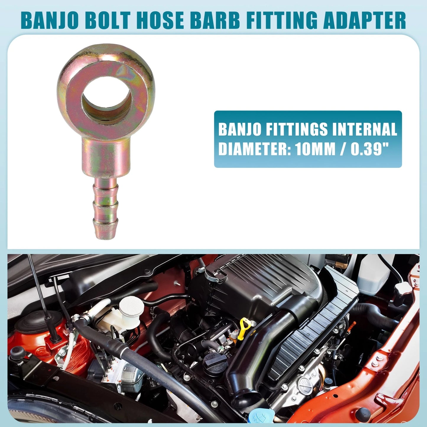 Universal 10mm ID Banjo Bolt Hose Barb Fitting Adapter for Motorcycle