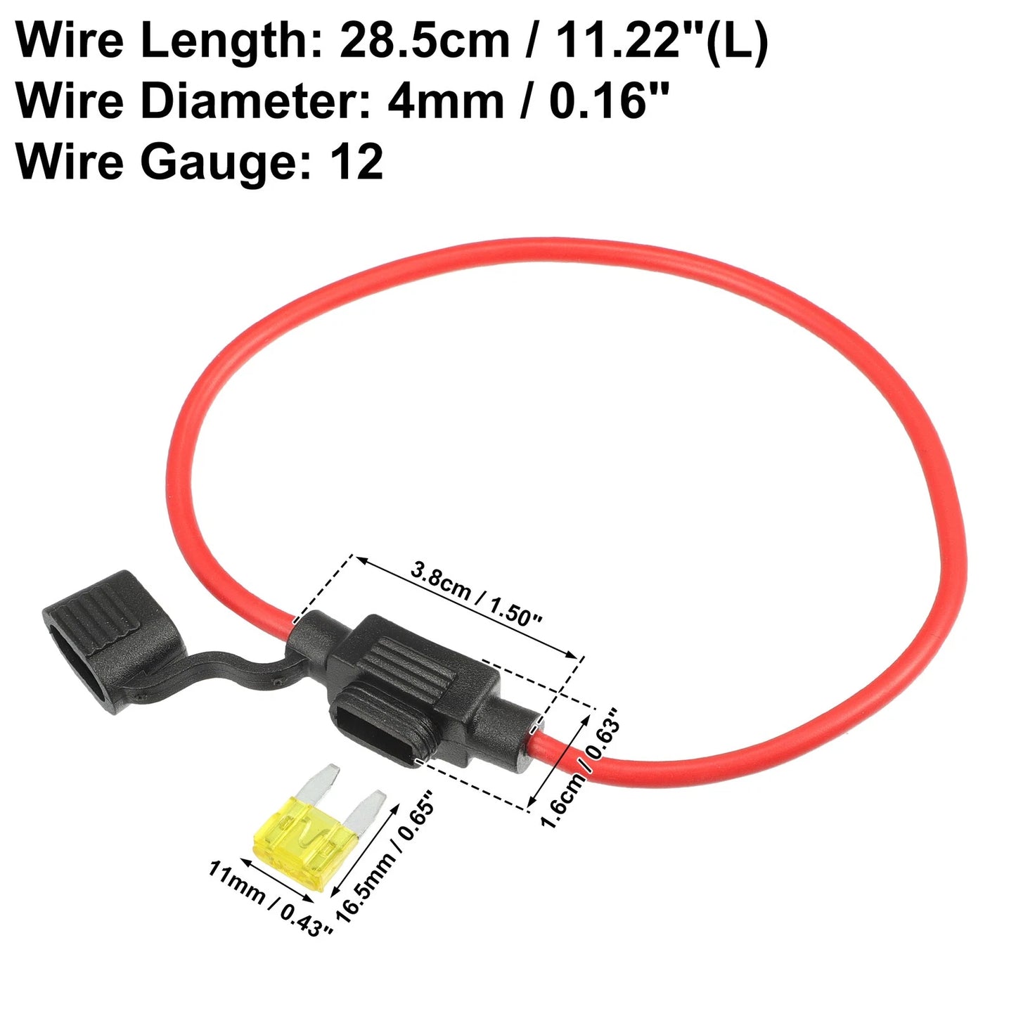 4 x 12 Gauge Mini Blade Style Inline Fuse Holders with 20A Fuses for Car