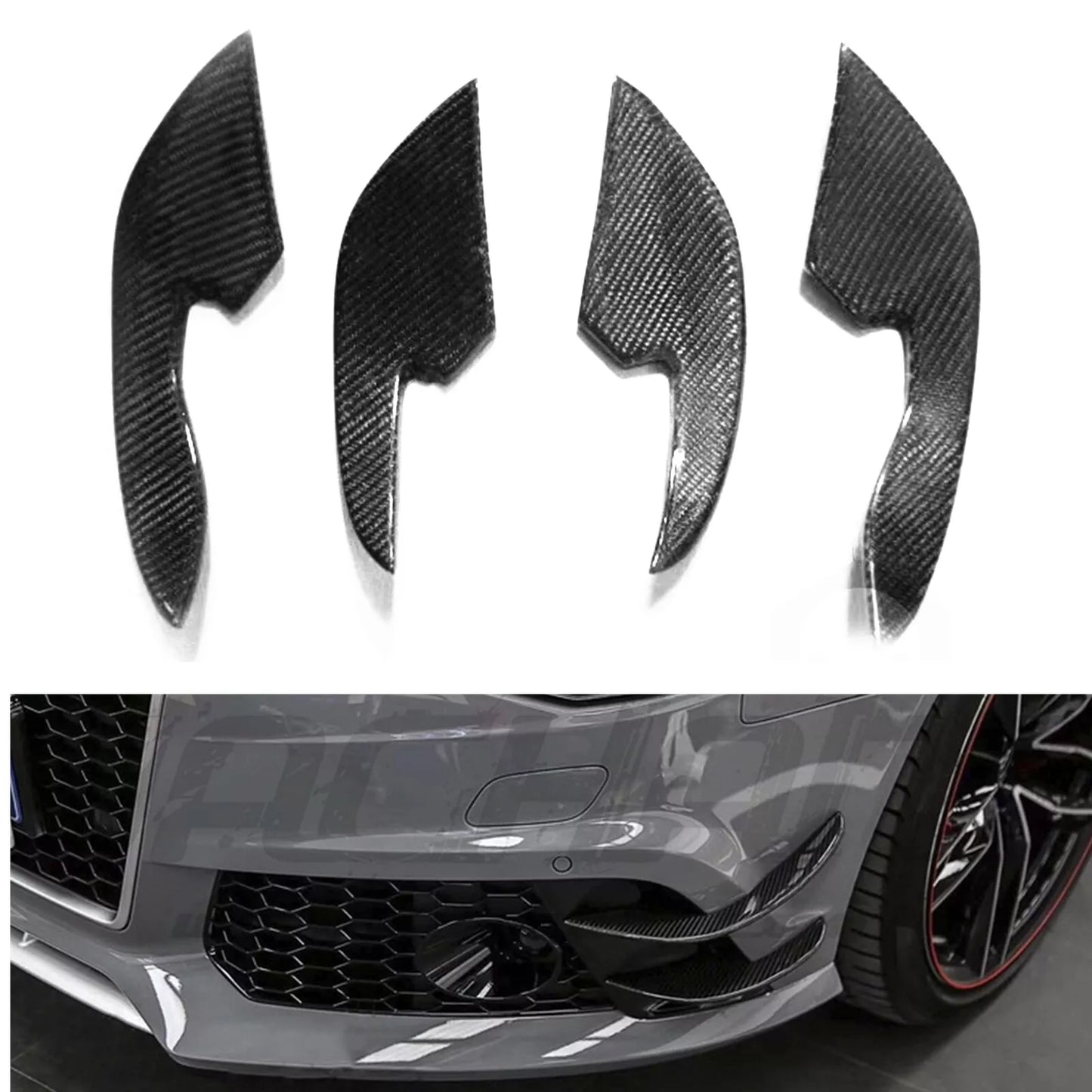 Carbon Fiber Front Bumper Splitter Trim for Audi RS6 RS7 (2013-2016)