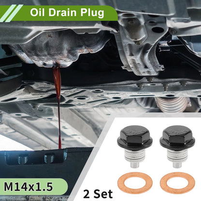 2 x M14x1.5 Copper Oil Drain Plug W/ Gasket for Car Motorcycle
