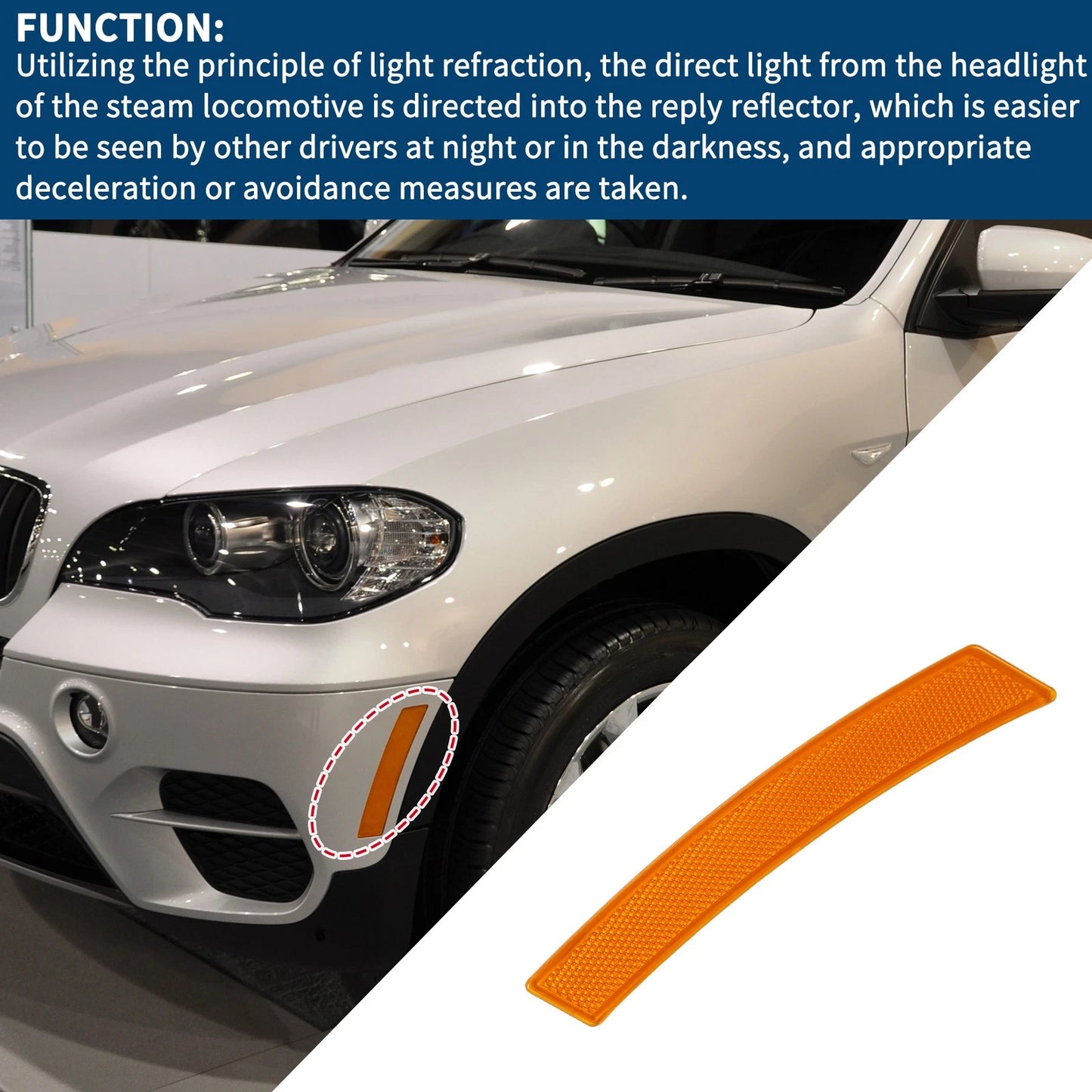 Bumper Reflector for BMW X3 E83 Facelift 2007-2010 USA Models 1 x Front Left