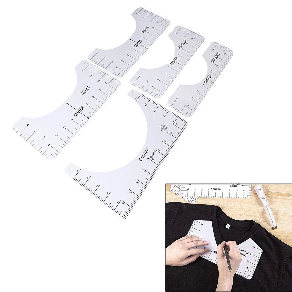 5 x T-Shirt Rulers Guide for Vinyl Alignment Placement