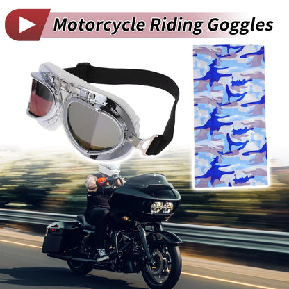 1 x Set Motorcycle Riding Goggles Multicolour Lens White Frame for Motorcycle