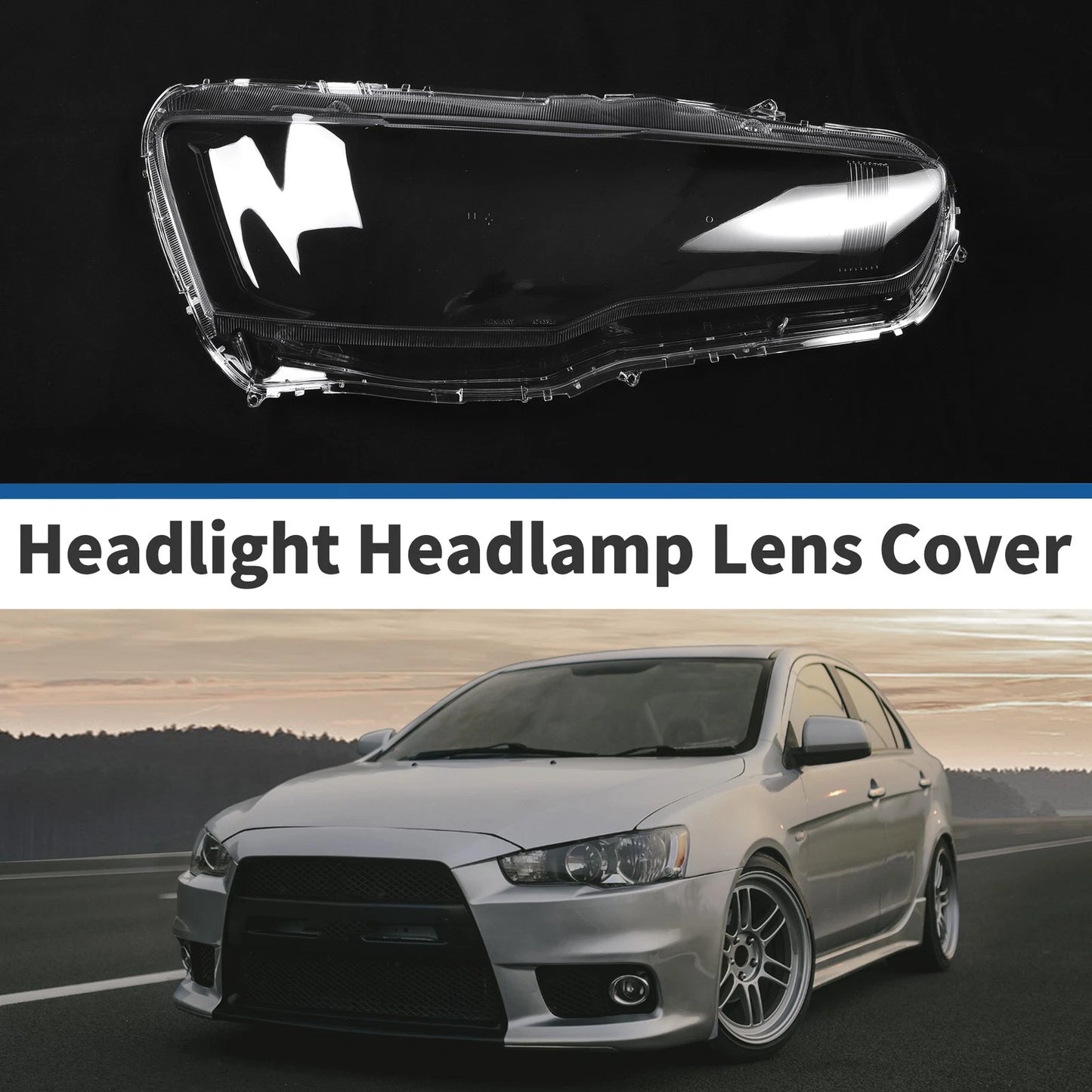 1 x Front Right Headlight Lens Cover for Mitsubishi Lancer (2008-2016)