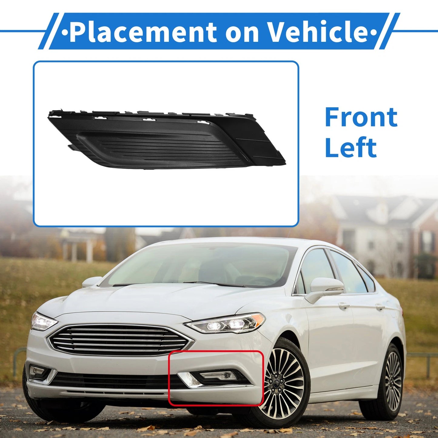 Front Left Fog Light Grill for Ford Fusion (2017-2018)