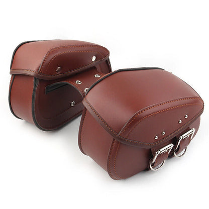 Brown PU Leather Saddle Bags for Sportster Dyna Motorcycle