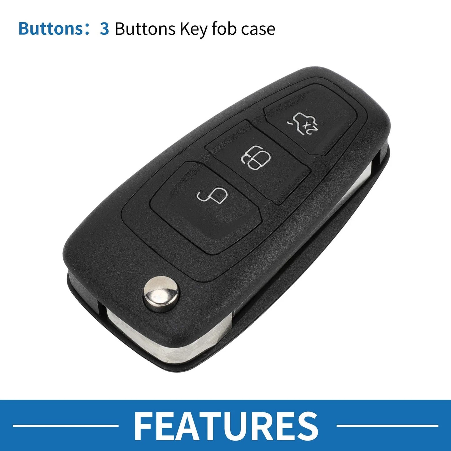 Keyless Entry Remote Key Shell Case for Ford Fiesta, Kuga, Focus, Transit