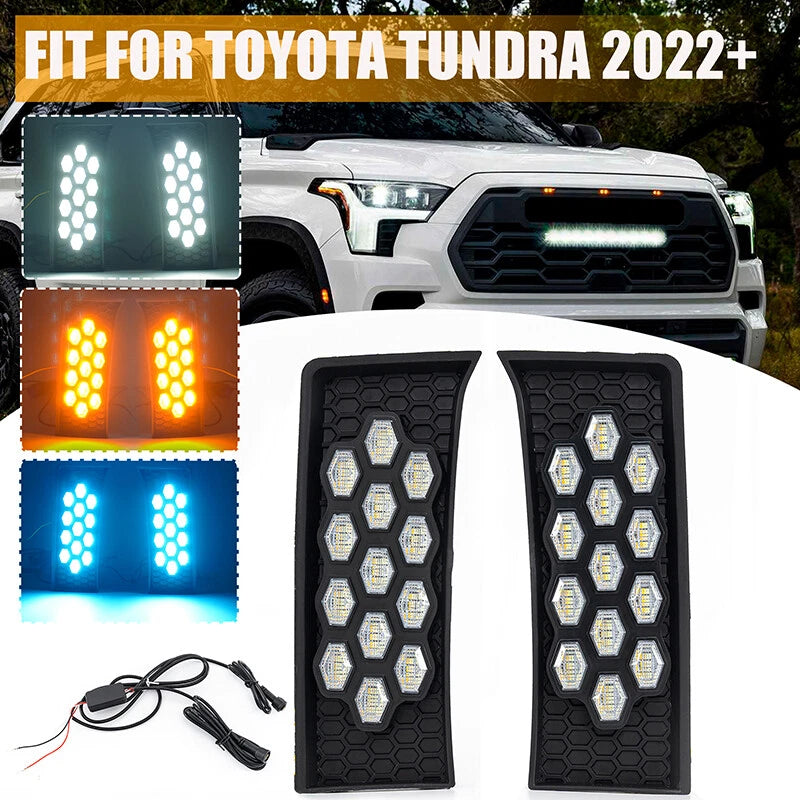 LED DRL Daytime Running Lights 2 x Turn Signal Lamps for Toyota Tundra (2022-2023)