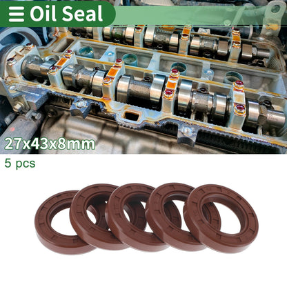 Oil Seal 27x43x8mm Brown 5 Pcs