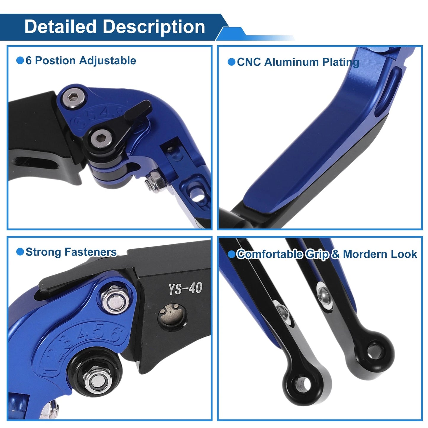 Adjustable Brake Clutch Levers for Honda CBR600RR 2007-2016 Blue Black