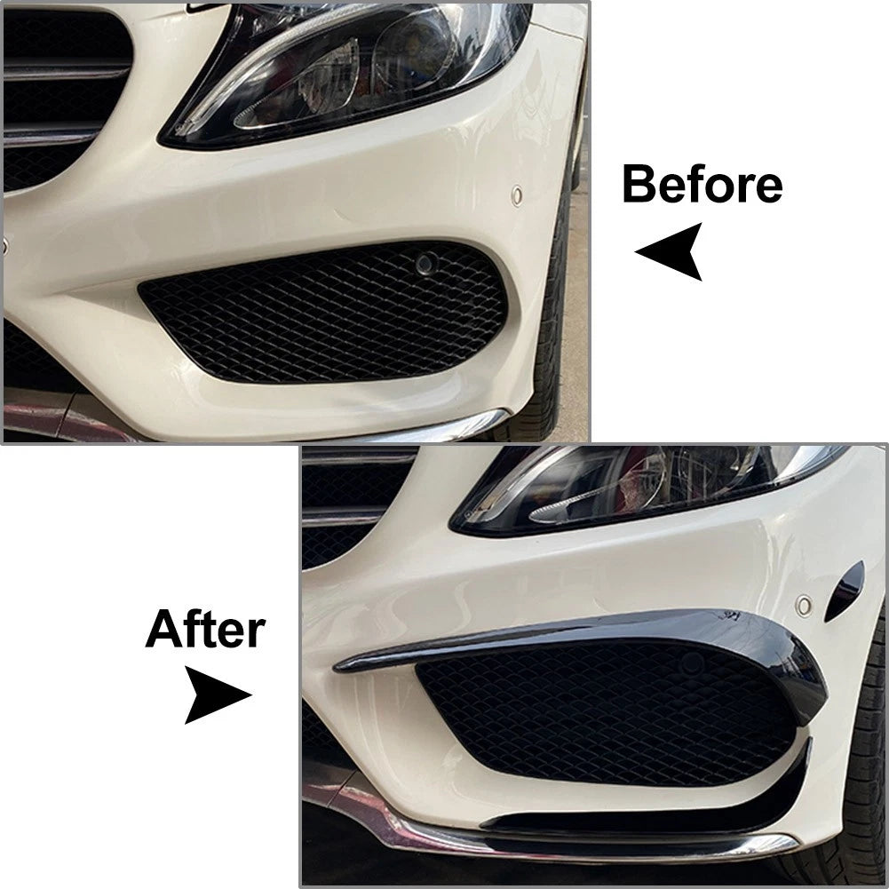 6 x Front Bumper Lip Spoiler Fins for Mercedes Benz C-Class W205 (2015-2018)