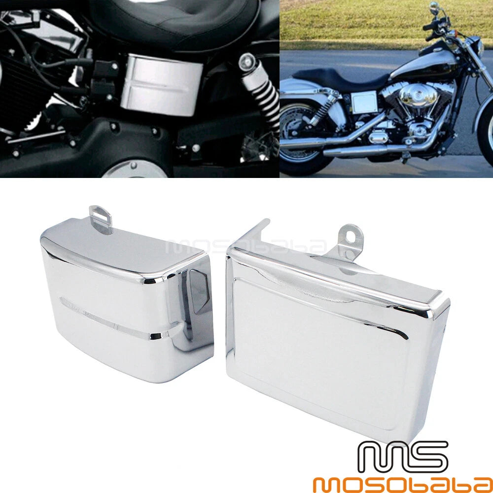 Chrome Side Battery Fairing Covers for 2006-2017 Harley Dyna Fat Bob FXDF