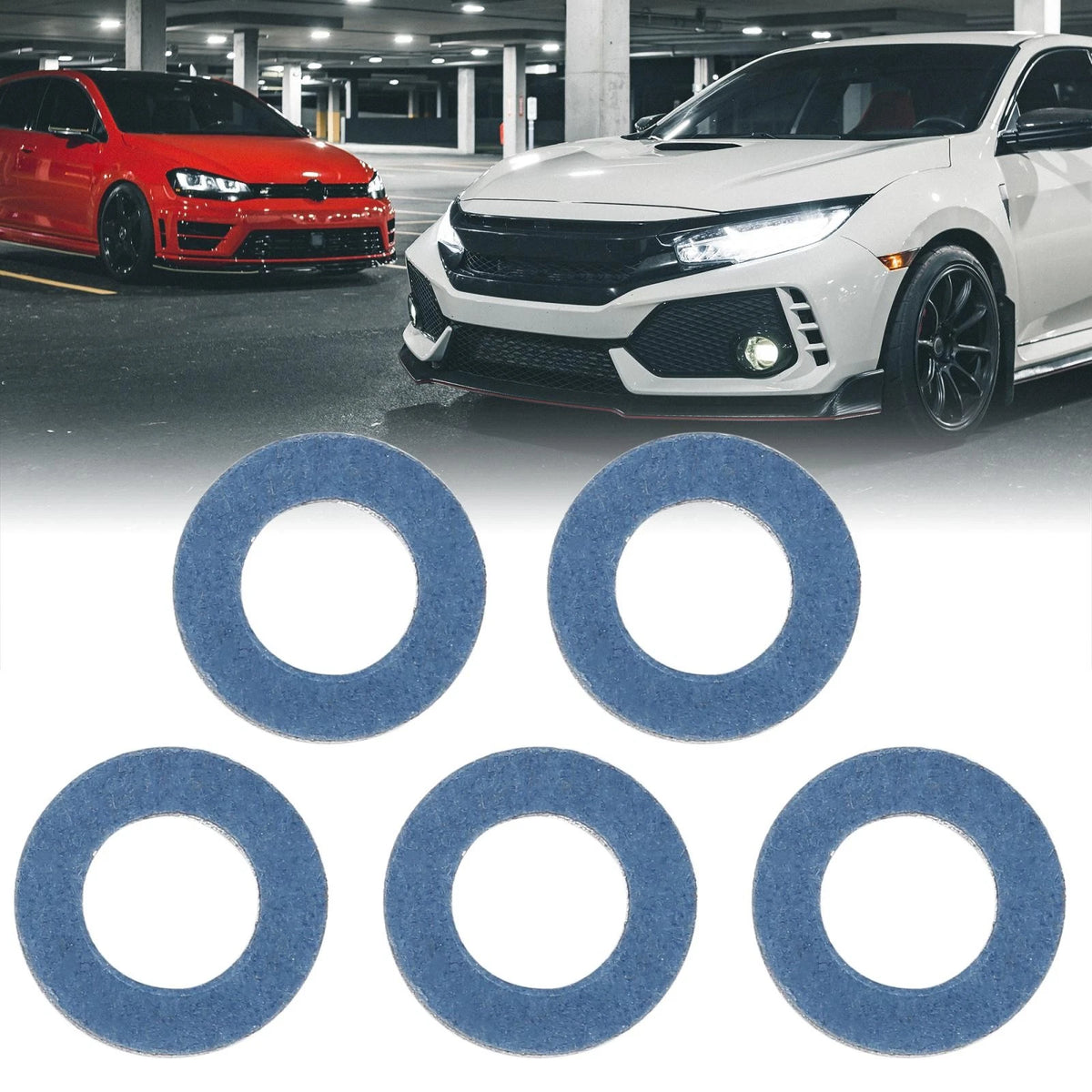 Oil Drain Plug Gasket 5 x M12 Blue for Toyota