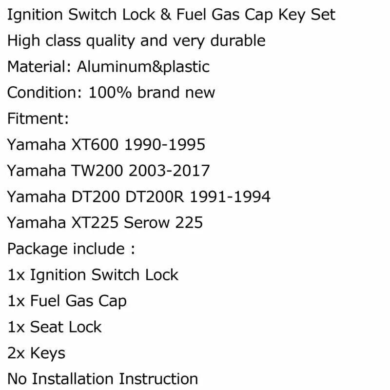 Ignition Lock Set for Yamaha XT600, TW200, XT225 (1983-2007)