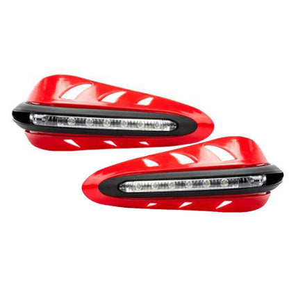 Motorcycle Handguards 2 x LED Lights for Universal ATV Enduro, Red