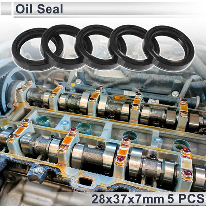 Oil Seal 28x37x7mm TC Seal Ring Nitrile Rubber Black 5 Pcs
