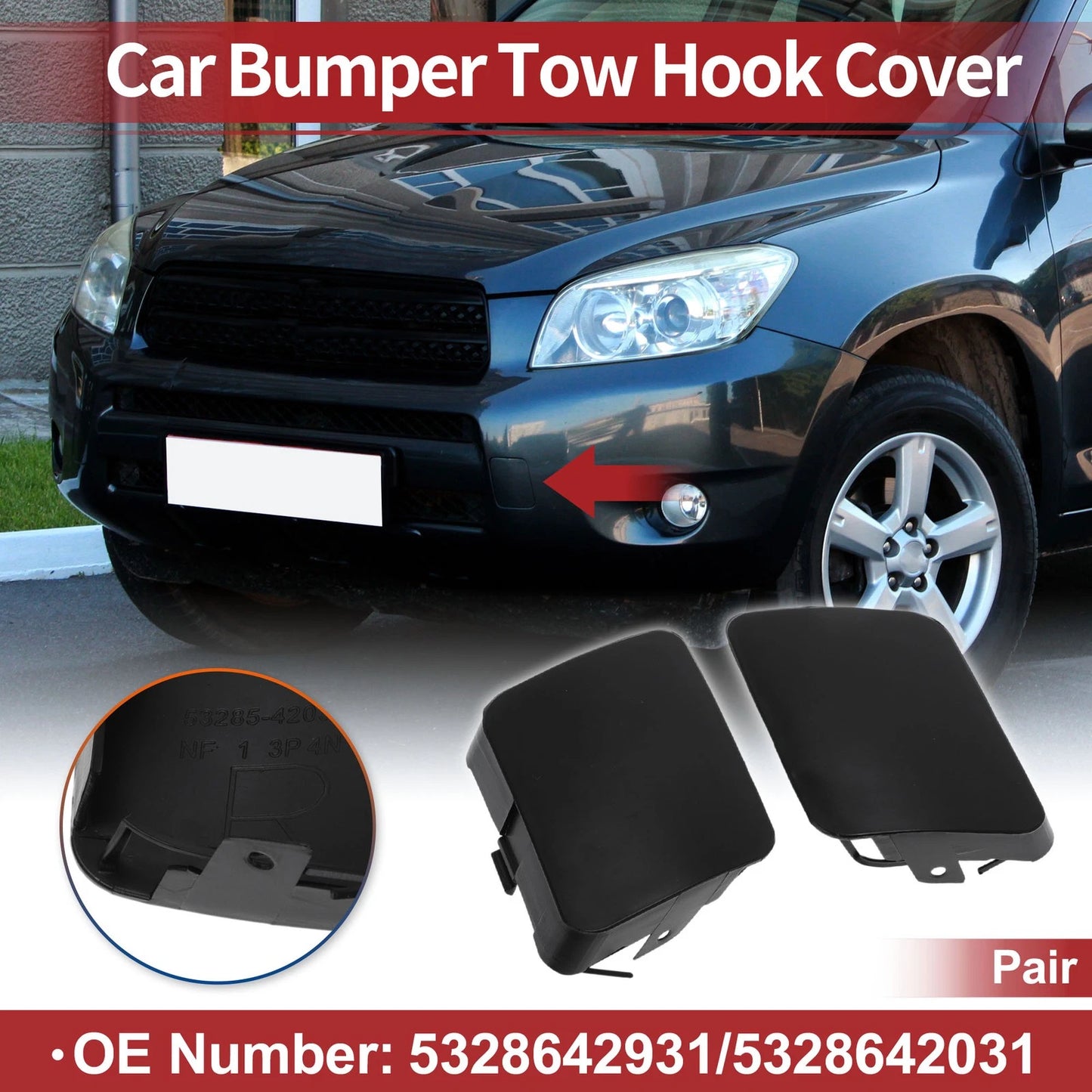 Front Tow Hook Cover Cap  for Toyota RAV4 (2006-2008) Black