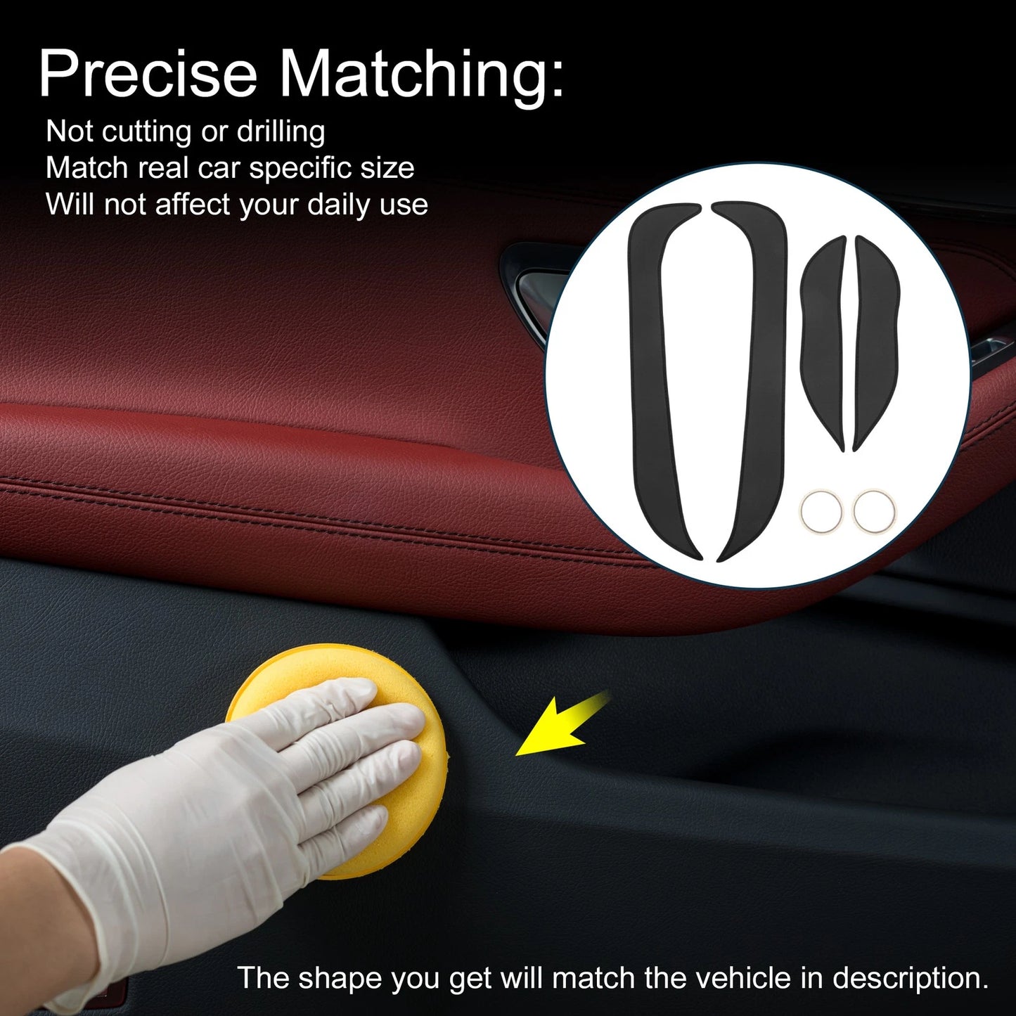 Car Door Anti Kick Pad Sticker Protector for Honda XR-V (2015-2019) Black 1 Set