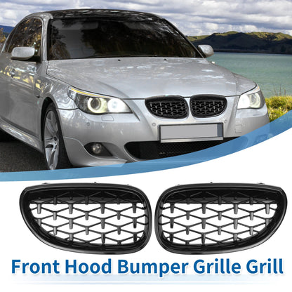 Front Hood Bumper Grille for BMW 5 Series E60 2004-2009 (2 x Black)