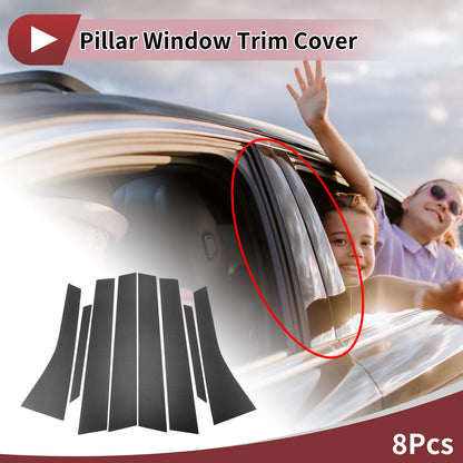 8 Pcs Door Pillar Window Trim for Honda Stream RN6-RN9 (2007-2014) Black Carbon Fiber