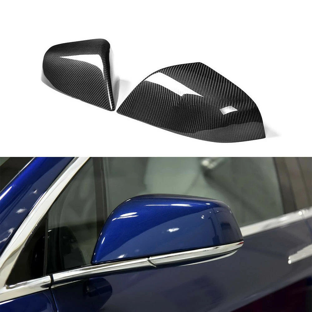 Mirror Covers for Tesla Model X 2016-2023 (2 x Glossy Carbon Fiber)