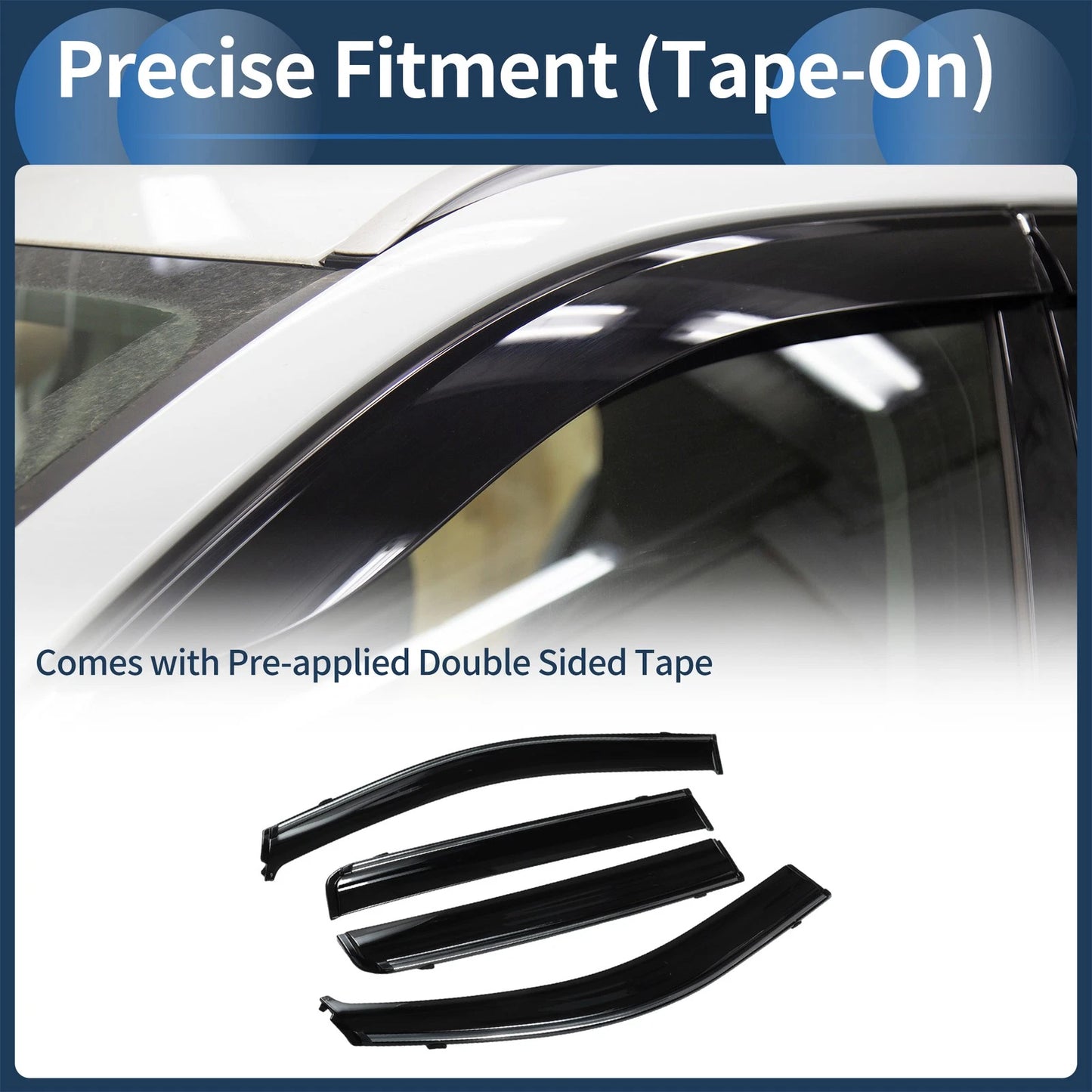 Window Deflectors for Jeep Compass 2007 Side Window Vent Visors Black 1 Set