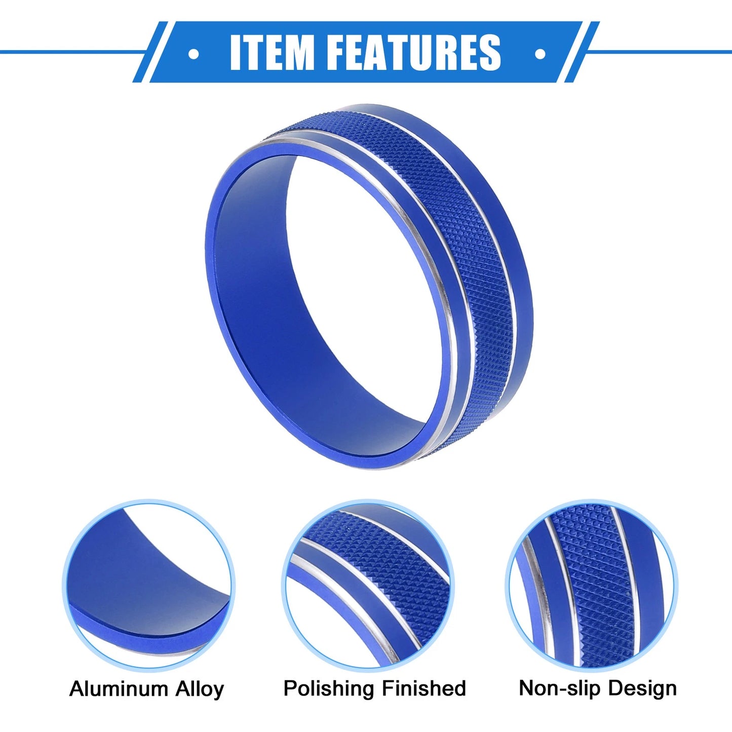 3 x Car AC Switch Knob Cover Rings for Jeep Wrangler JK JKU (2011-2018) Blue