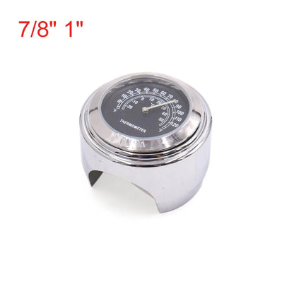 7/8" 1" Handlebar Temp Thermometer Gauge Dial Clock Watch for Motorcycle Scooter