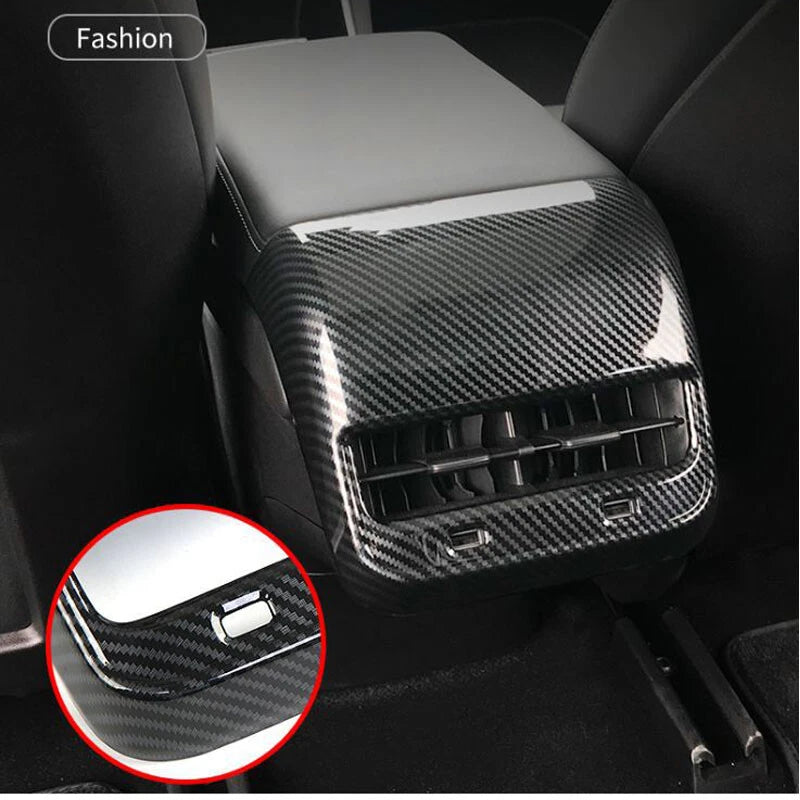 For Tesla Model 3 Carbon Style Interior Rear Air Condition Outlet Vent Cover Cap